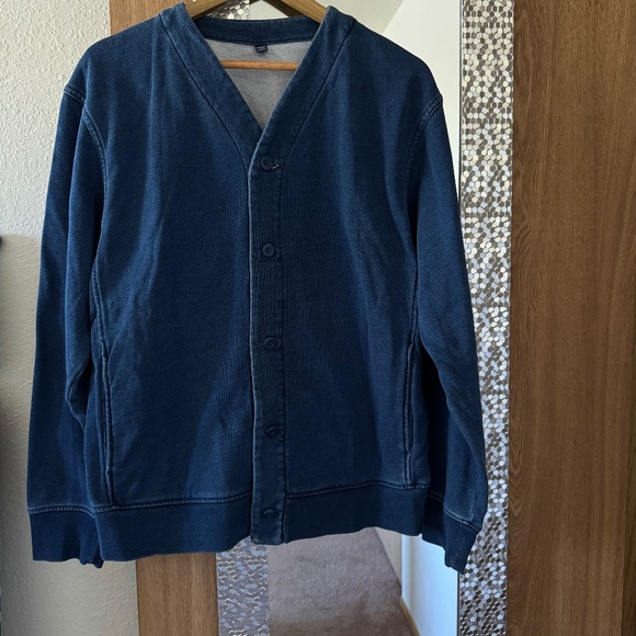 Men's UNIQLO Indigo dye sweat cardigan, Medium - Picture 1 of 8